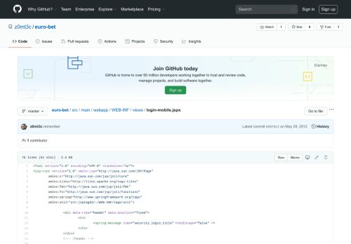 
                            3. euro-bet/login-mobile.jspx at master · z0mt3c/euro-bet · GitHub