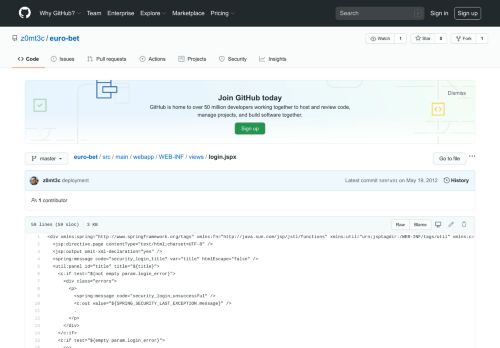
                            4. euro-bet/login.jspx at master · z0mt3c/euro-bet · GitHub