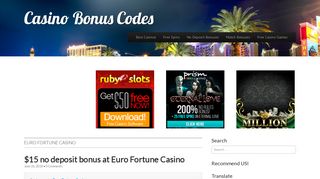 
                            10. Euro Fortune Casino | Casino Bonus Codes