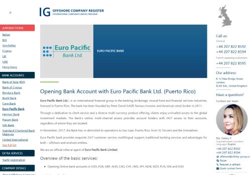 
                            10. Euro Pacific Bank Ltd. (Puerto Rico) - offshore company bank account ...