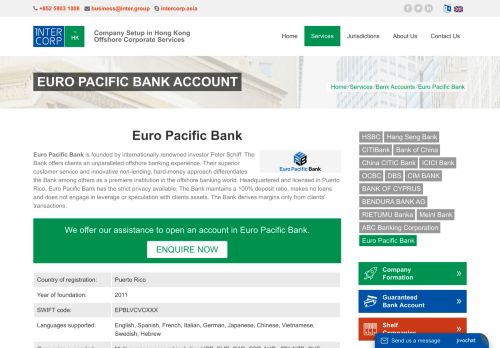 
                            11. Euro Pacific Bank, Open an Account, Offshore Banking Services