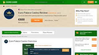 
                            10. Euro Palace Casino Review - Login to Claim No Deposit Bonus