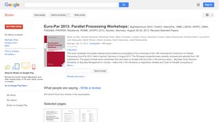 
                            8. Euro-Par 2013: Parallel Processing Workshops: ...