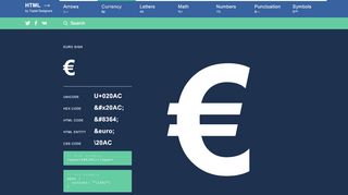 
                            6. Euro Sign HTML Symbol, Character and Entity Codes - Toptal