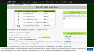 
                            11. Euro Symbol, Euro Sign €€€ - Alt Codes