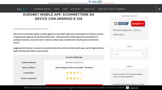 
                            4. Eurobet mobile app: la guida per scommettere da device - Kelbet