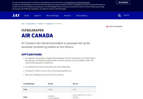 
                            7. EuroBonus-partner – Air Canada | SAS