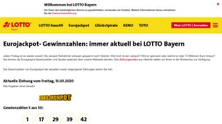 
                            8. Eurojackpot Gewinnzahlen: freitags aktuell bei LOTTO Bayern