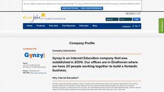 
                            13. Eurojobs.com: Advertiser info Gynzy
