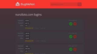
                            9. eurolloto.com logins - BugMeNot