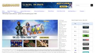 
                            5. Europa Casino Bonus bringt 10€ gratis ohne Einzahlung plus 100 ...