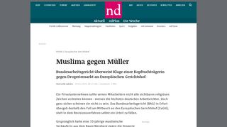 
                            9. Europäischer Gerichtshof: Muslima gegen Müller (neues-deutschland ...