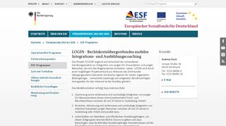 
                            5. Europäischer Sozialfonds für Deutschland - ESF- Programme - LOGIN ...