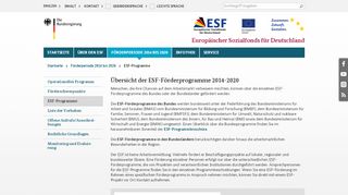 
                            8. Europäischer Sozialfonds für Deutschland - ESF- Programme