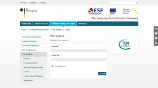 
                            8. Europäischer Sozialfonds für Deutschland - Login