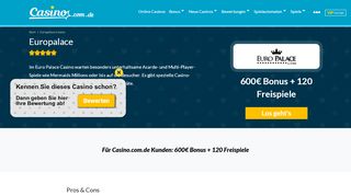 
                            5. Europalace Casino | €600 Bonus beim Euro Palace - Online Casinos