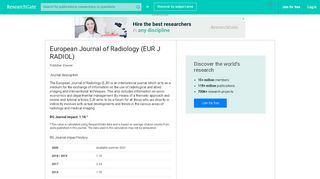 
                            6. European Journal of Radiology | RG Impact Rankings 2018 and 2019