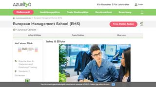 
                            12. European Management School (EMS) als Ausbilder - Azubiyo