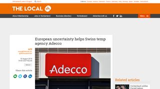 
                            11. European uncertainty helps Swiss temp agency Adecco - The Local