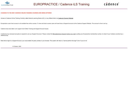 
                            3. EUROPRACTICE / Cadence iLS Training Course Booking System
