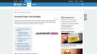 
                            12. Eurosport Player: Abo kündigen - CCM - Recht & Finanzen