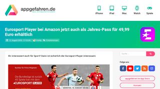 
                            10. Eurosport Player bei Amazon jetzt auch als Jahres-Pass für 49,99 ...