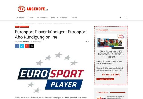 
                            11. Eurosport Player kündigen: Eurosport Abo Kündigung online