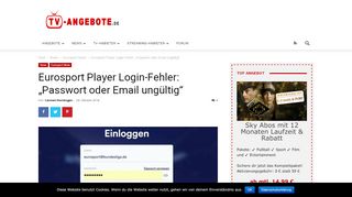 
                            10. Eurosport Player Login-Fehler: 