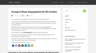 
                            1. Eurosport Player Zugangsdaten für HD+ Kunden – Björn's Techblog