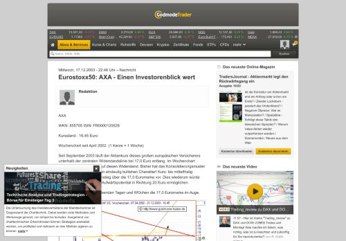 
                            8. Eurostoxx50: AXA - Einen Investorenblick wert | GodmodeTrader