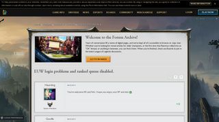 
                            4. EUW login problems and ranked queue disabled. - League of Legends ...