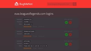 
                            1. euw.leagueoflegends.com passwords - BugMeNot