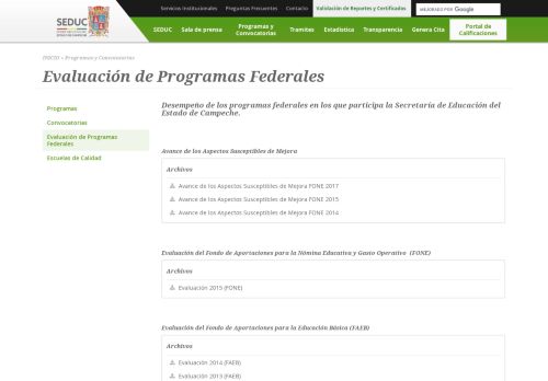 
                            4. Evaluación de Programas Federales | Secretaría de Educación del ...