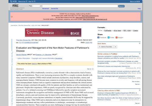 
                            6. Evaluation and Management of the Non-Motor Features of Parkinson's ...