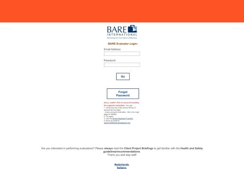 
                            1. Evaluator Login - BARE International