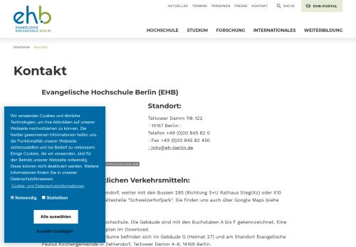 
                            13. Evangelische Hochschule Berlin - Kontakt