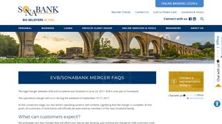 
                            13. EVB/Sonabank Merger FAQs | Sonabank | Richmond, VA - Midlothian ...