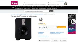 
                            7. Eve Audio TS108 Aktiv-Subwoofer kaufen? | Bax-shop