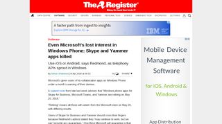 
                            8. Even Microsoft's lost interest in Windows Phone: Skype and Yammer ...