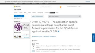 
                            2. Event ID 10016 - The application-specific permission settings do ...