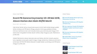 
                            4. Event PB Garena Keymaster 23-29 Mei 2018, Absen Harian dan Main ...