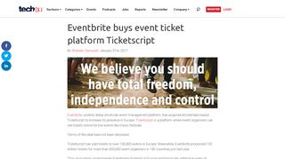 
                            10. Eventbrite buys event ticket platform Ticketscript - Tech.eu