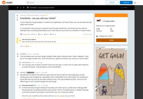 
                            10. Eventbrite - can you sell your ticket? : Toughmudder - Reddit