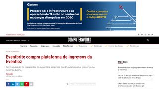 
                            5. Eventbrite compra plataforma de ingressos da Eventioz | Computerworld