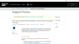 
                            5. Ever since the last firefox update, I can't log into my gmail account ...