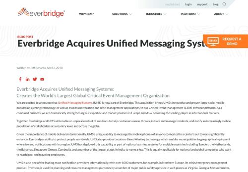 
                            8. Everbridge Acquires Unified Messaging Systems