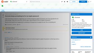 
                            6. Evernote keeps prompting me for my Apple password : Evernote - Reddit