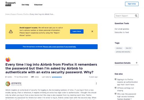 
                            11. Every time I log into Airbnb from Firefox it remembers the password but ...