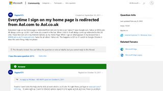 
                            12. Everytime I sign on my home page is redirected from Aol.com to ...
