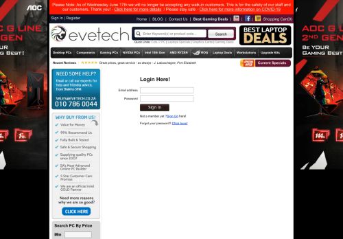 
                            13. Evetech.co.za - Login Here!